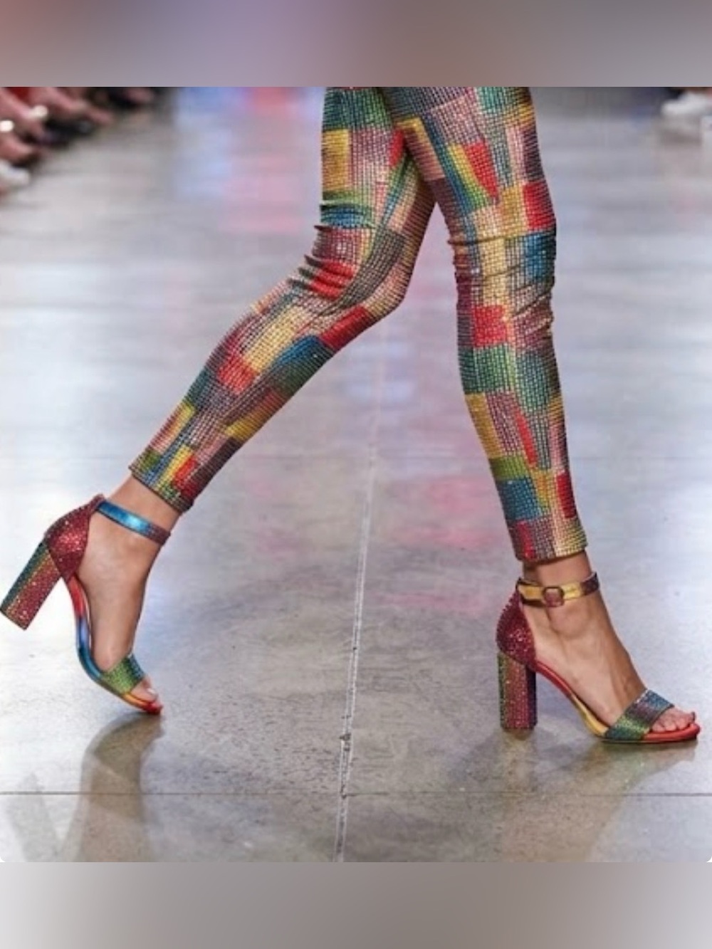Betsey Johnson Multicolor Sequin Block Heel Sandals